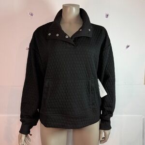 Yogalicious Lux Diamond Quilted Adaptation Pullover Black Womens XL HZY94458BK
